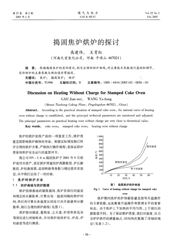 根据捣固焦炉的实际情况，制定合理的烘炉曲线，对主要技术参数进行监测和调节，实际烘炉的主要参数与理论值非常接近。