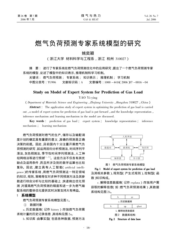 进行了专家系统在燃气负荷预测优化中的应用研究，提出了一个燃气负荷预测专家系统的模型，论述了模型中的知识表示、推理机制和学习机制。