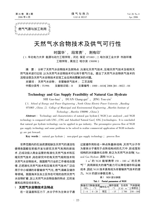 分析了天然气水合物技术及其特点，与液化天然气技术、压缩天然气技术及吸附天然气技术进行比较，认为天然气水合物技术可以用于燃气行业。提出了天然气水合物供气技术的流程设想及天然气水合物技术实现工业应用尚需解决的问题。
