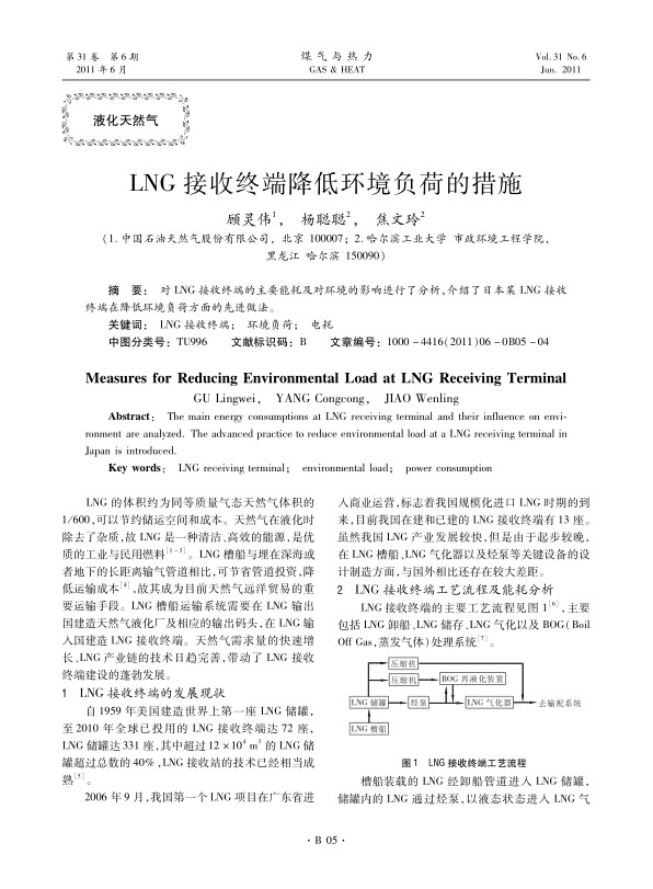 对LNG接收终端的主要能耗及对环境的影响进行了分析，介绍了日本某LNG接收终端在降低环境负荷方面的先进做法。